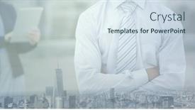  Presentation with connections - Slide set having composition-of-midsection-of-businessman background and a sky blue colored foreground