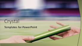  Presentation with baton - Presentation theme enhanced with composition-of-midsection-of-caucasian background and a soft green colored foreground