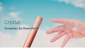  Presentation with baton - Slide deck featuring composition-of-midsection-of-caucasian background and a light blue colored foreground