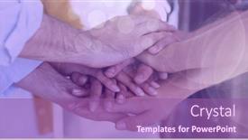  Presentation with friends - Presentation design with composition-of-midsection-of-friends background and a violet colored foreground