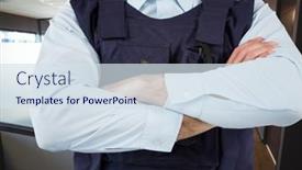  Presentation with security guard - Slide set consisting of composition-of-midsection-of-male background and a sky blue colored foreground