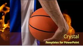 Presentation with basketball - Slide set featuring composition-of-midsection-of-male background and a tawny brown colored foreground
