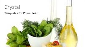  Presentation with mortar - Audience pleasing slide set consisting of composition of mortar pasta and green herbals isolated on white backdrop and a white colored foreground