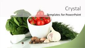  Presentation with mortar - Slide set with composition-of-mortar-spices-tomatoes background and a white colored foreground