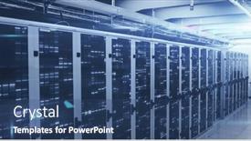  Presentation with server room - Presentation design enhanced with composition-of-moving-columns-over background and a ocean colored foreground