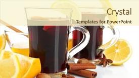  Presentation with mulled wine - Amazing slide set having composition of mulled wine and citrus isolated on white background backdrop and a cream colored foreground