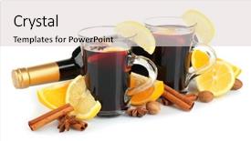  Presentation with mulled wine - Audience pleasing presentation design consisting of composition of mulled wine and citrus isolated on white background backdrop and a light gray colored foreground