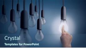  Presentation with light hanging - PPT theme featuring composition-of-multiple-light-bulbs background and a ocean colored foreground
