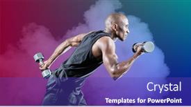  Presentation with active lifestyle - Presentation theme enhanced with composition-of-muscular-man-exercising background and a violet colored foreground