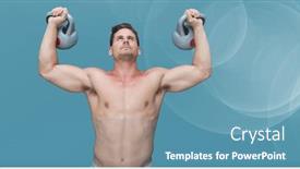  Presentation with active lifestyle - Presentation enhanced with composition-of-muscular-strong-caucasian background and a  colored foreground