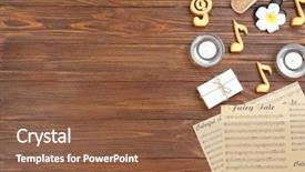  Presentation with music therapy - Cool new PPT theme with composition of music sheets backdrop and a tawny brown colored foreground
