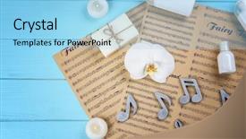  Presentation with music therapy - PPT theme consisting of composition of music sheets background and a light blue colored foreground