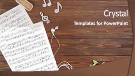  Presentation with music therapy - Amazing presentation theme having composition of music sheets backdrop and a tawny brown colored foreground