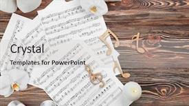  Presentation with music therapy - PPT layouts enhanced with composition of music sheets background and a light gray colored foreground