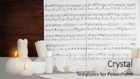  Presentation with music therapy - Presentation consisting of composition of music sheets background and a light gray colored foreground