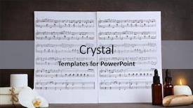  Presentation with music therapy - Slide set featuring composition of music sheets background and a lemonade colored foreground