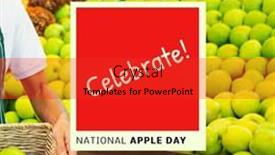  Presentation with hands holding - Presentation design featuring composition-of-national-apple-day background and a red colored foreground