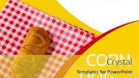  Presentation with corn dog - Slide set featuring composition-of-national-corn-dog background and a yellow colored foreground