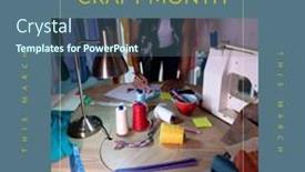  Presentation with sewing machine - Presentation featuring composition-of-national-craft-month background and a  colored foreground