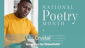  Presentation with poetry - Slide deck having composition-of-national-poetry-month background and a teal colored foreground