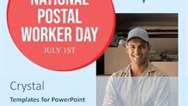  Presentation with shipping - Theme enhanced with composition-of-national-postal-worker background and a sky blue colored foreground
