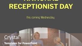  Presentation with diverse business people - Slide deck with composition-of-national-receptionist-day background and a coral colored foreground
