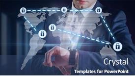  Presentation with smartwatch - Theme consisting of composition-of-network-of-connections background and a ocean colored foreground