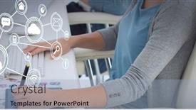  Presentation with computer network - Presentation theme having composition-of-network-of-connections background and a light blue colored foreground