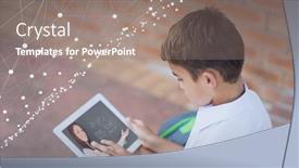  Presentation with global education - Amazing slide deck having composition-of-network-of-connections backdrop and a coral colored foreground