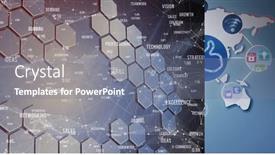  Presentation with hexagons - PPT theme having composition-of-network-of-connections background and a gray colored foreground