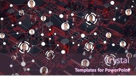  Presentation with computer processing - Slide set enhanced with composition-of-network-of-connections background and a  colored foreground
