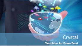  Presentation with digital image - Presentation design having composition-of-network-of-digital background and a teal colored foreground