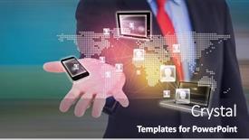  Presentation with network devices - Slides with composition-of-network-of-digital background and a wine colored foreground