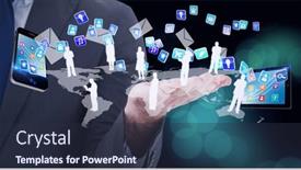  Presentation with network devices - Slide deck consisting of composition-of-network-of-digital background and a tawny brown colored foreground