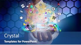  Presentation with global laptop - Amazing PPT layouts having composition-of-network-of-digital backdrop and a ocean colored foreground