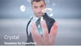  Presentation with digital statistics - Presentation design consisting of composition-of-network-of-digital background and a gray colored foreground