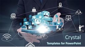  Presentation with digital image - Colorful presentation design enhanced with composition-of-network-of-digital backdrop and a ocean colored foreground