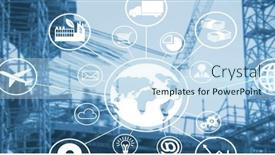  Presentation with business networking - Colorful presentation design enhanced with composition-of-network-of-globe backdrop and a sky blue colored foreground