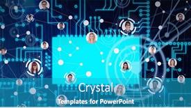  Presentation with digital image - Beautiful PPT theme featuring composition-of-network-of-people backdrop and a teal colored foreground