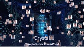  Presentation with digital image processing - Theme having composition-of-network-of-people background and a navy blue colored foreground