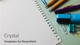  Presentation with green notebook - Presentation featuring composition-of-notebook-with-copy background and a light gray colored foreground