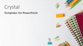  Presentation with crayons - Slides featuring composition-of-notebooks-clips background and a  colored foreground