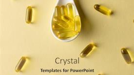  Presentation with yellow medical - PPT theme having composition-of-oil-capsules background and a yellow colored foreground