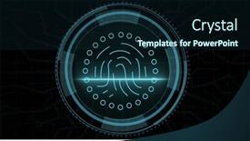  Presentation with biometric security - Presentation featuring composition-of-online-security-biometric background and a navy blue colored foreground