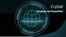  Presentation with data security - PPT theme enhanced with composition-of-online-security-globe background and a navy blue colored foreground