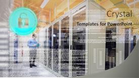  Presentation with data security - Slide set featuring composition-of-online-security-icon background and a coral colored foreground