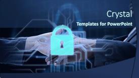  Presentation with cyber security - Cool new PPT theme with composition-of-online-security-padlock backdrop and a ocean colored foreground
