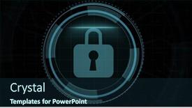  Presentation with data security - PPT theme featuring composition-of-online-security-padlock background and a ocean colored foreground