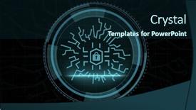  Presentation with data security - PPT theme featuring composition-of-online-security-padlock background and a navy blue colored foreground