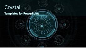  Presentation with data security - Slide deck with composition-of-online-security-padlock background and a navy blue colored foreground